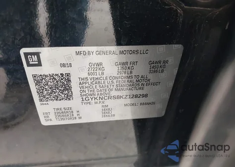 2019 Cadillac Xt5 Luxury from USA, damaged, VIN 1GYKNCRS8KZ128298